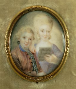 ヴォルフガングアマデウスモーツァルト（1756-91）と彼の姉妹であるマリアアンナ（ &39;Nannerl&39;（1751-1829）と呼ばれる）